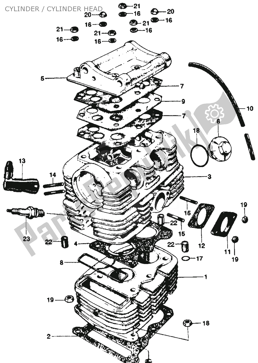 All parts for the Cylinder / Cylinder Head of the Honda SS 125 1967