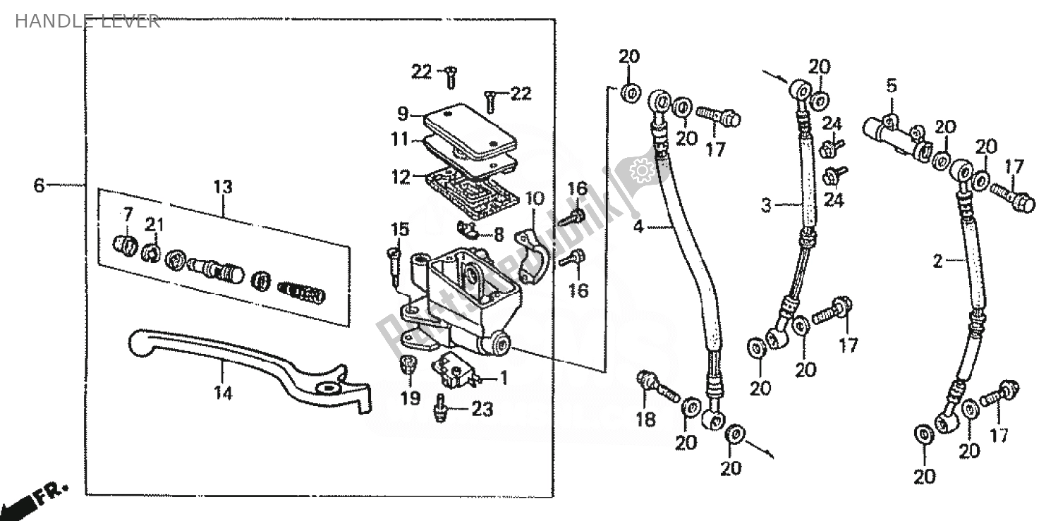 All parts for the Handle Lever of the Honda VFR 400 1986