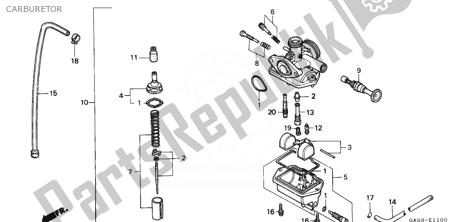 Todas as partes de Carburador do Honda NSR 75 1992