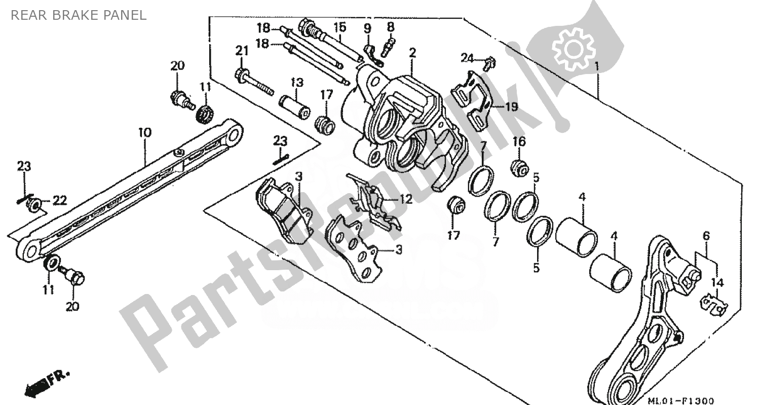 Tutte le parti per il Pannello Freno Posteriore del Honda VFR 400 1986