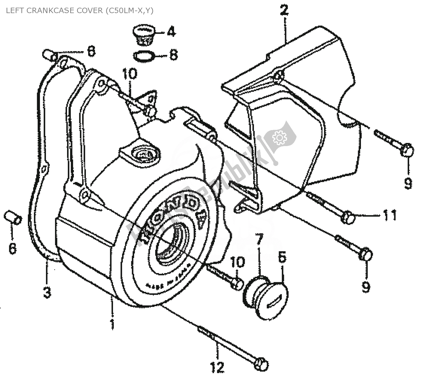 Tutte le parti per il Left Crankcase Cover (c50lm-x,y) del Honda C 50 CUB 1999