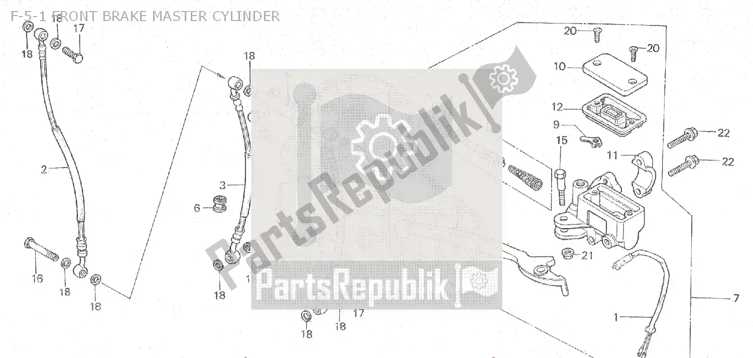 Alle onderdelen voor de F-5-1 Front Brake Master Cylinder van de Honda MBX 80 1983