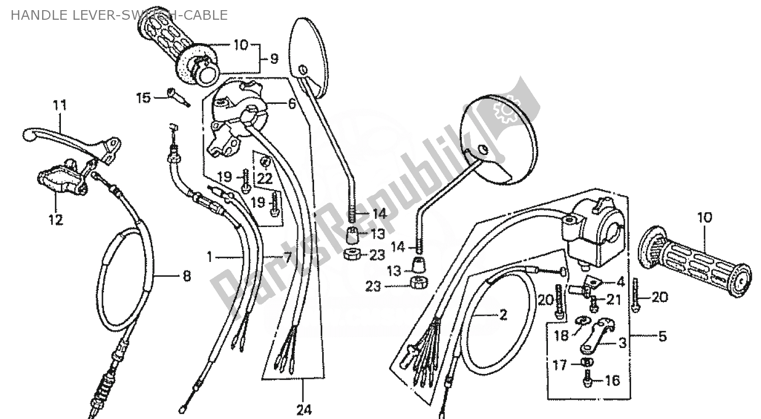 All parts for the Handle Lever-switch-cable of the Honda C 50 CUB 1999
