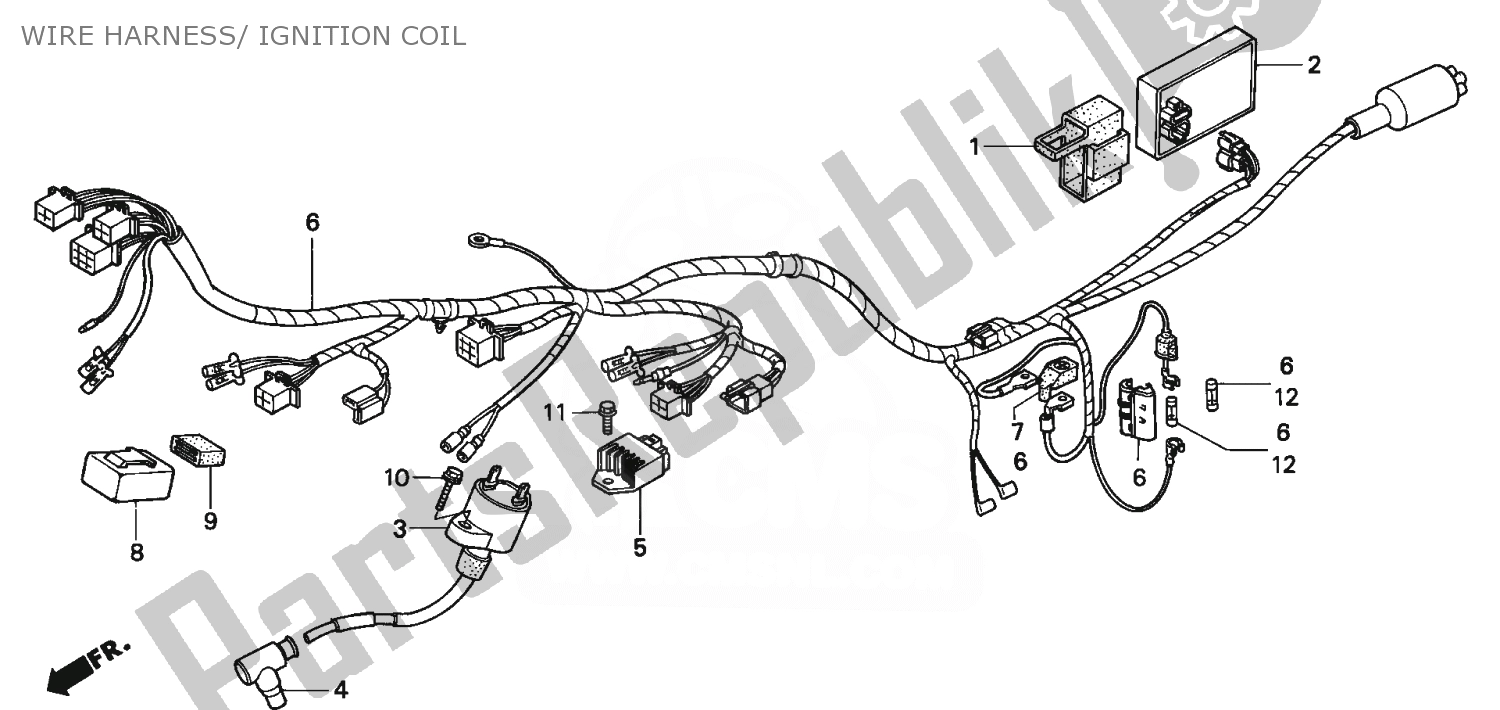 Todas as partes de Wire Harness/ Ignition Coil do Honda NSR 75 1992