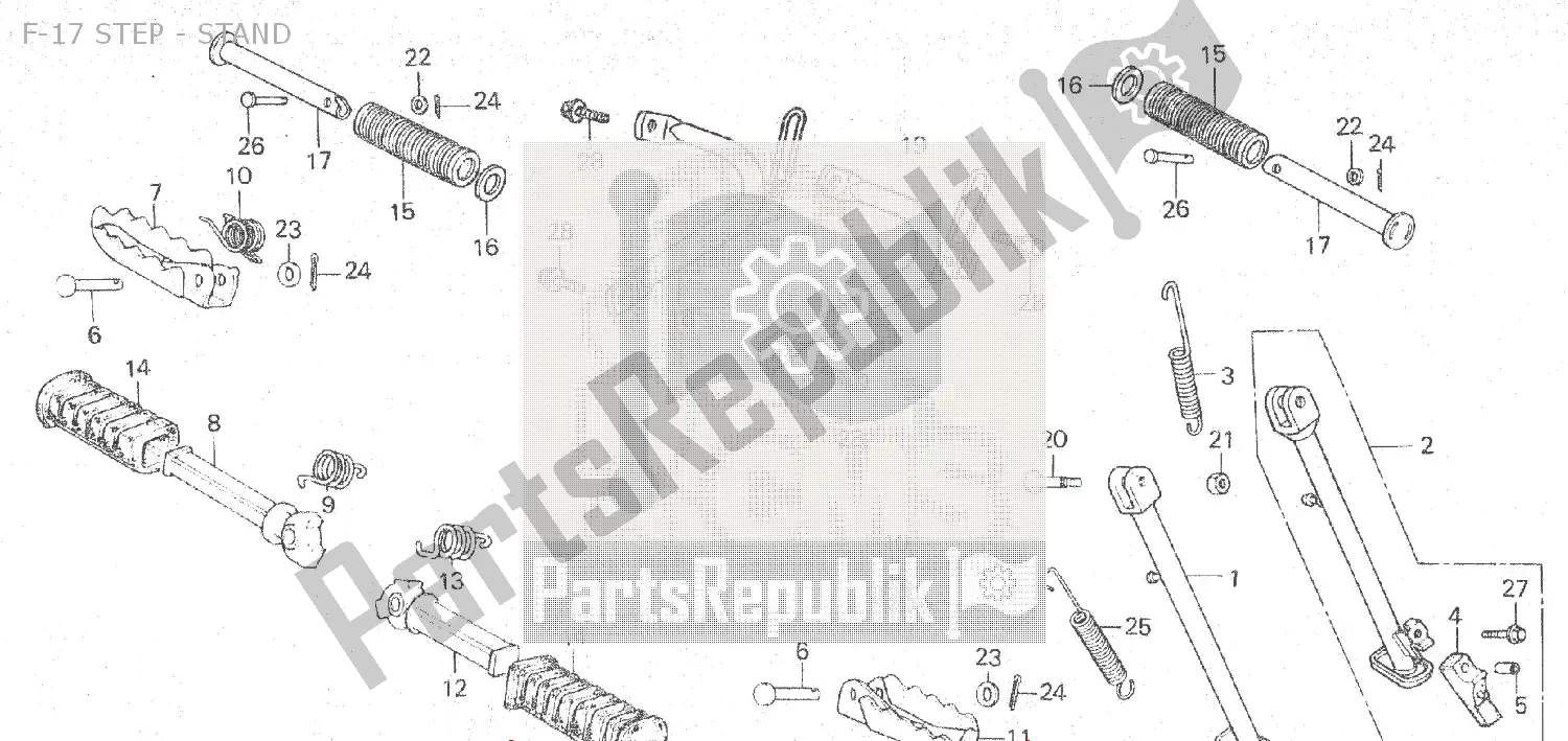 Todas as partes de F-17 Step - Stand do Honda MTX 80 1983