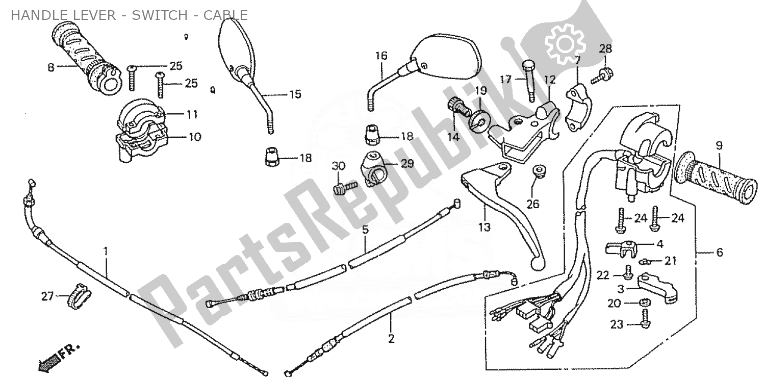 All parts for the Handle Lever - Switch - Cable of the Honda ZN 110 Nice 1950 - 2023