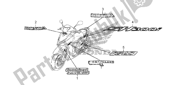 Todas las partes para Marca Y Raya de Honda SH 300 RA 2013