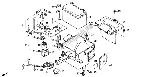 Alle onderdelen voor de Batterij & Accubak van de Honda CBR 600F 1988