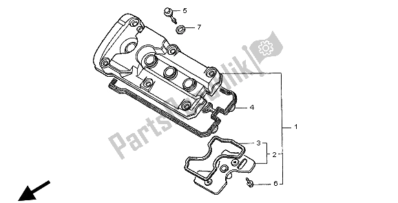 All parts for the Cylinder Head Cover of the Honda CB 600F Hornet 1998