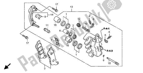 All parts for the Front Brake Caliper of the Honda SH 125 2009