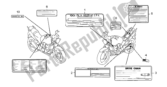 Wszystkie części do Etykieta Ostrzegawcza Honda CBF 500A 2007