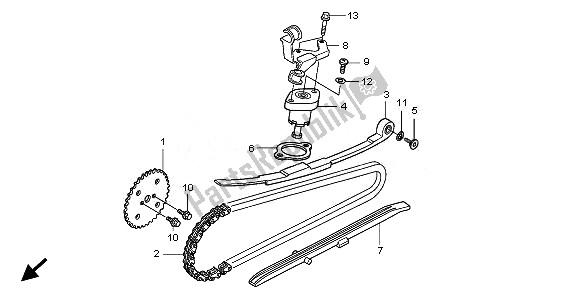 All parts for the Cam Chain & Tensioner of the Honda SH 125 2010