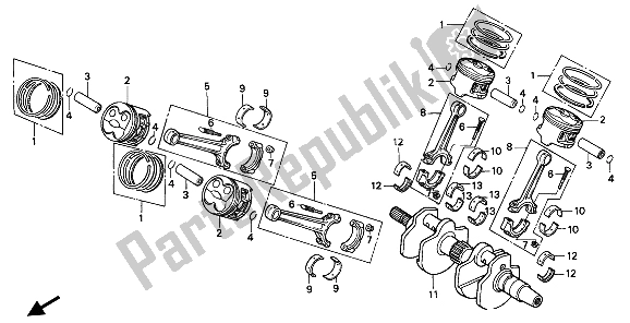 Tutte le parti per il Albero Motore E Pistone del Honda VFR 400R3 1991