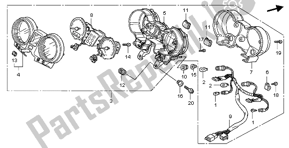 All parts for the Meter (mph) of the Honda CBF 600 NA 2009