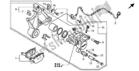 Todas as partes de Pinça De Freio Traseiro do Honda CB 1300A 2009