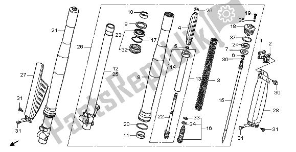 Todas as partes de Garfo Dianteiro do Honda CRF 150R SW 2009