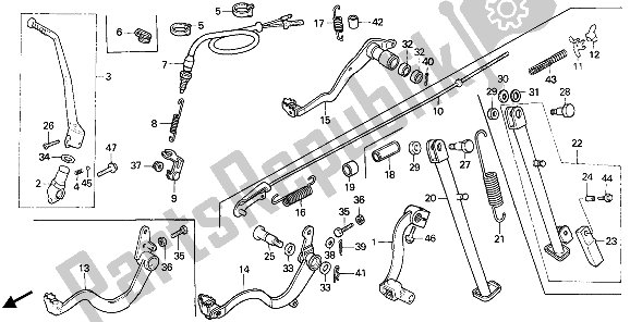 Todas as partes de Pedal De Freio E Pedal De Mudança E Suporte Lateral do Honda XR 600R 1987