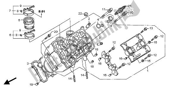 All parts for the Left Cylinder Head of the Honda ST 1300 2004