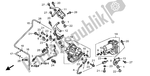 All parts for the Rear Power Unit & Rear Valve Unit of the Honda CBR 1000 RA 2010