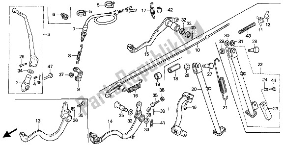 Alle onderdelen voor de Rempedaal & Vervang Pedaal En Zijstandaard van de Honda XR 600R 1992