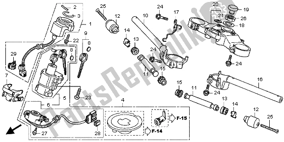 All parts for the Handle Pipe & Top Bridge of the Honda CBR 600 RR 2012