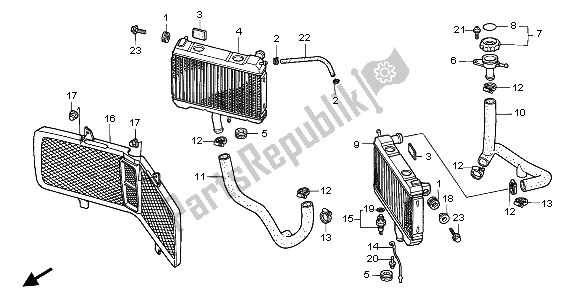 All parts for the Radiator of the Honda GL 1500A 1997