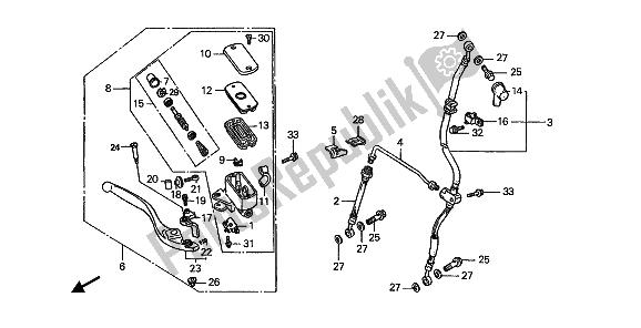 All parts for the Fr. Brake Master Cylinder of the Honda ST 1100 1992