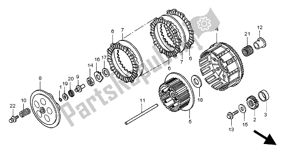 All parts for the Clutch of the Honda CR 125R 2002