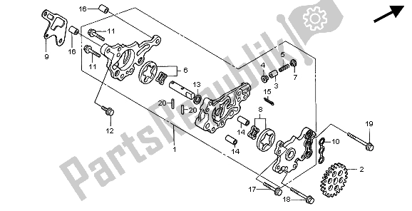 Tutte le parti per il Pompa Dell'olio del Honda XR 400R 1997