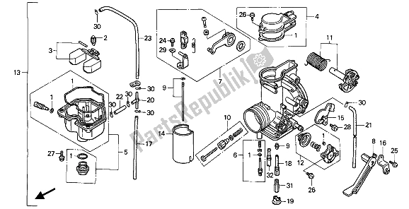 Tutte le parti per il Carburatore del Honda XR 600R 1990