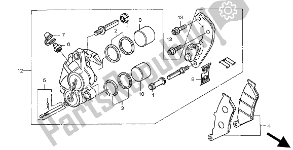 Alle onderdelen voor de Remklauw Voor van de Honda CB 500 1999