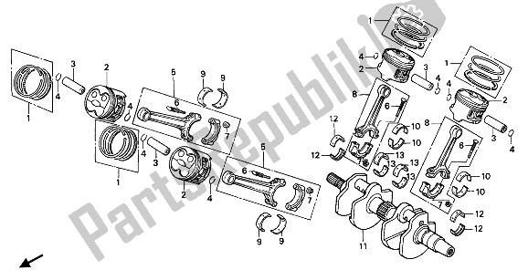 Tutte le parti per il Albero Motore E Pistone del Honda VFR 400R3 1990