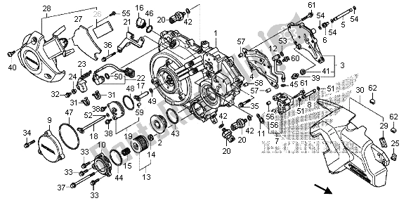 All parts for the Right Crankcase Cover of the Honda VFR 1200 XD 2012