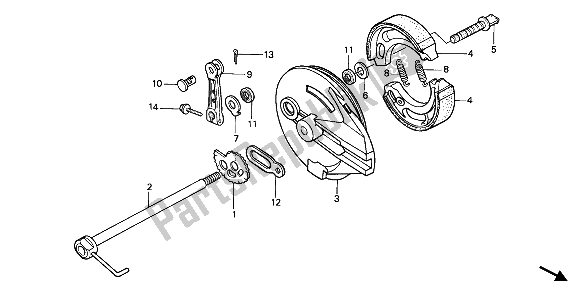 All parts for the Rear Brake Panel of the Honda XR 250R 1985