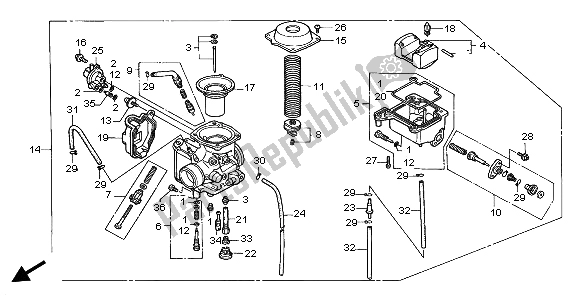 Toutes les pièces pour le Carburateur du Honda TRX 400 FW Fourtrax Foreman 2000