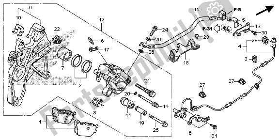 All parts for the Rear Brake Caliper of the Honda NC 700D 2013