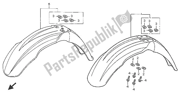 Todas as partes de Pára-lama Dianteiro do Honda CR 125R 2005