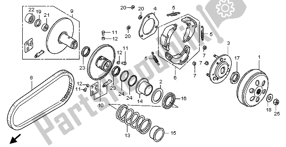 All parts for the Driven Face of the Honda FES 125 2008