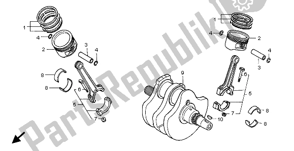 All parts for the Crankshaft & Piston of the Honda VT 750C 1998