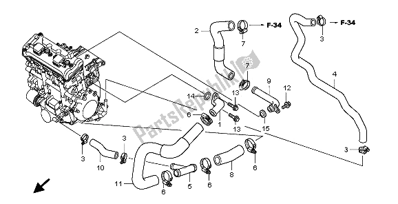 All parts for the Water Pipe of the Honda CBF 1000T 2009