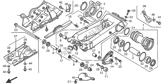 All parts for the Swingarm of the Honda TRX 400 EX Sportrax 2005