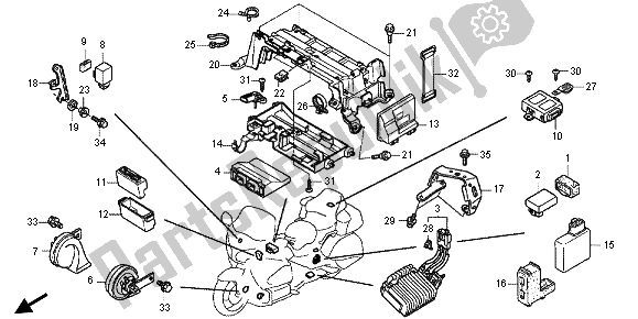 All parts for the Control Unit of the Honda GL 1800 2013