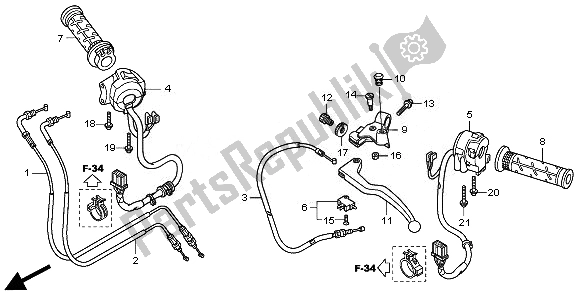 Alle onderdelen voor de Handvat Hendel & Schakelaar & Kabel van de Honda CBR 600F 2011