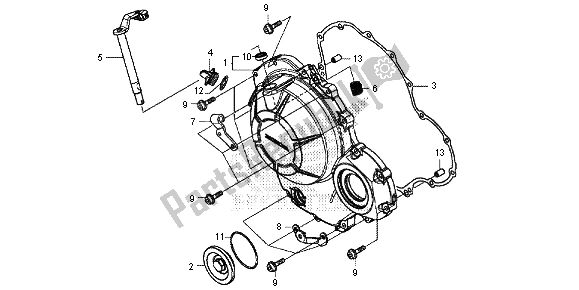 All parts for the Right Crankcase Cover of the Honda CBR 500R 2013