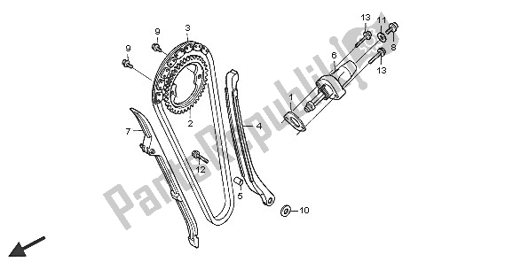 All parts for the Cam Chain of the Honda TRX 300 EX Fourtrax 2005