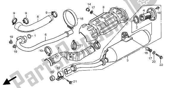 Alle onderdelen voor de Uitlaatdemper van de Honda TRX 500 FE Foretrax Foreman ES 2010