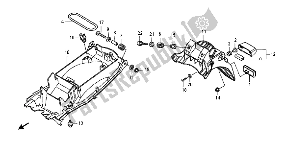 All parts for the Rear Fender of the Honda CBF 1000 FA 2012