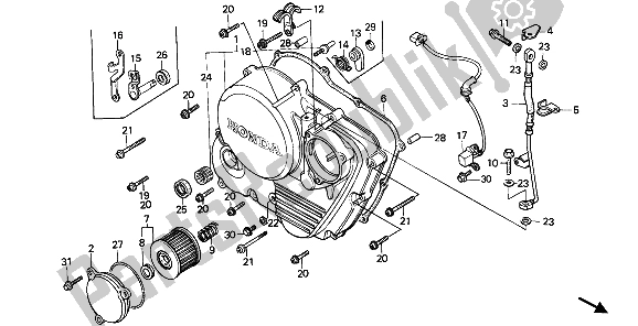 Todas las partes para Tapa Del Cárter Derecho de Honda XBR 500S 1988