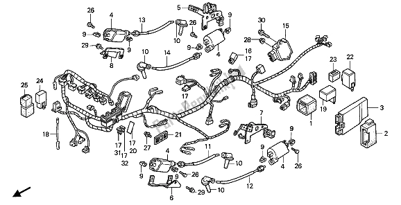 All parts for the Wire Harness of the Honda VFR 750F 1992