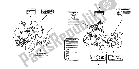 Alle onderdelen voor de Waarschuwingsetiket van de Honda TRX 90 2012